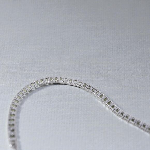 Vintage 925 Silver Peridot Tennis Bracelet Princess Cut Natural Gemstone - Picture 5 of 9